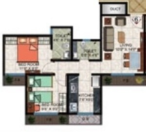 2 BHK 659 Sq. Ft. Apartment