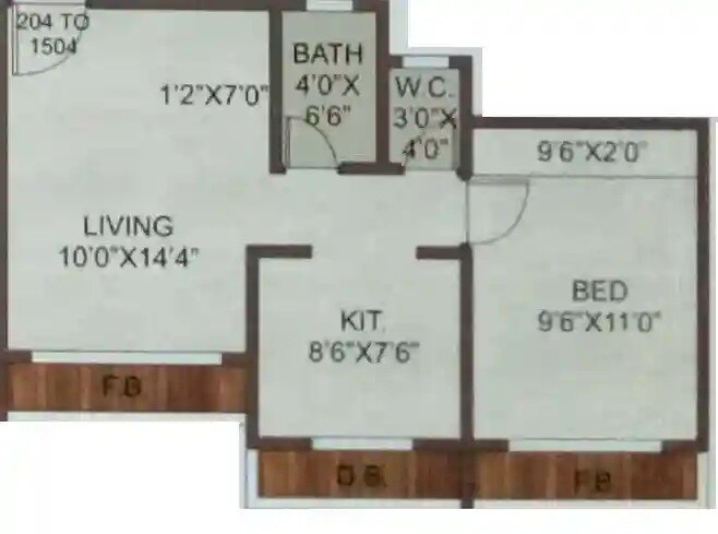Floor plan of 1 BHK 377 Sq. Ft. Apartment in Sun Shine Solaris, Palghar