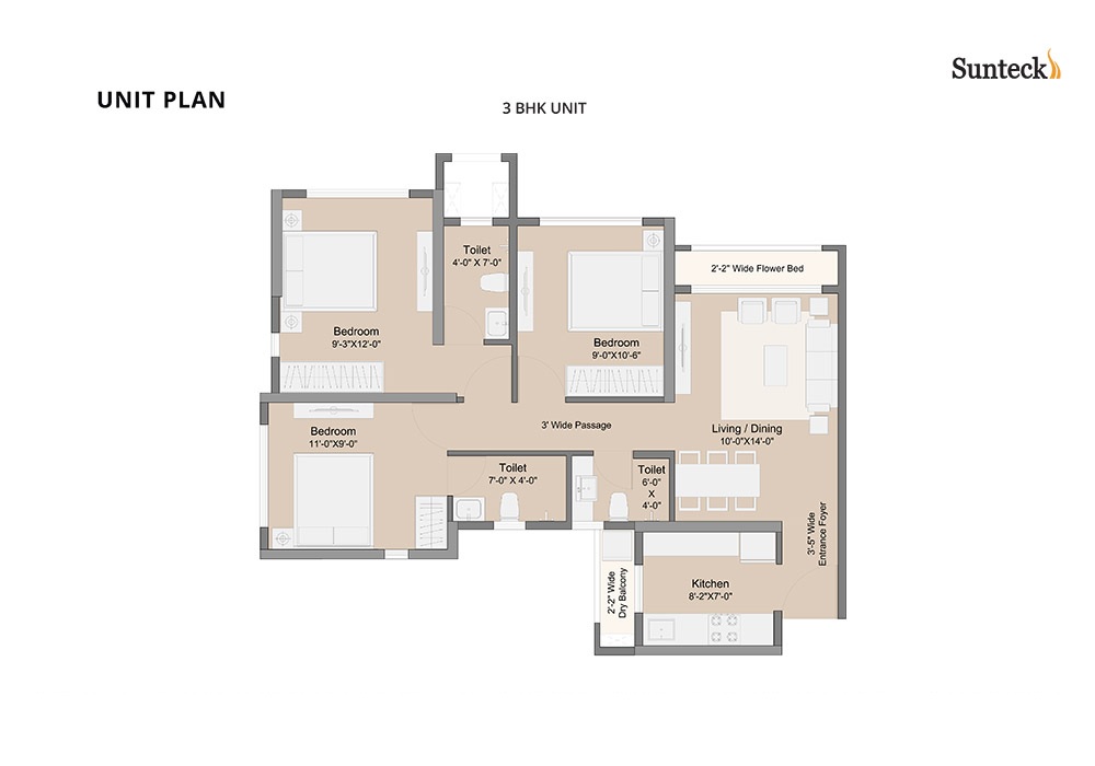 3 BHK 637 Sq. Ft. Apartment in Sunteck MaxxWorld 5