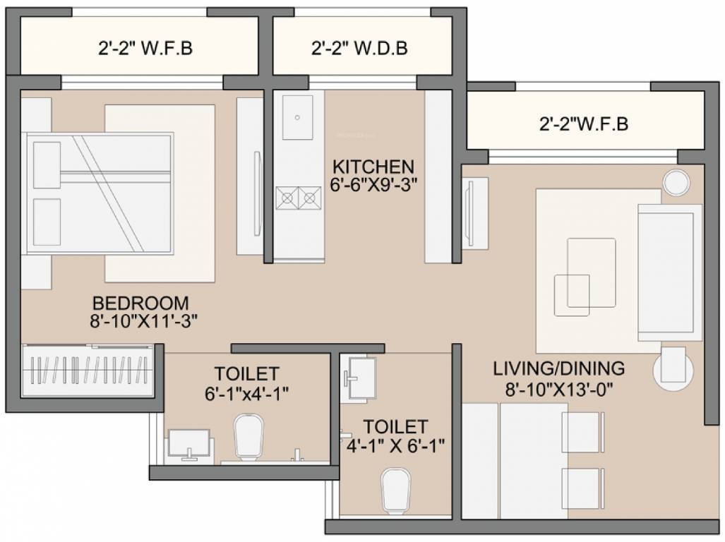 1 BHK 285 Sq. Ft. Apartment in Sunteck West World Phase 2 Tivri