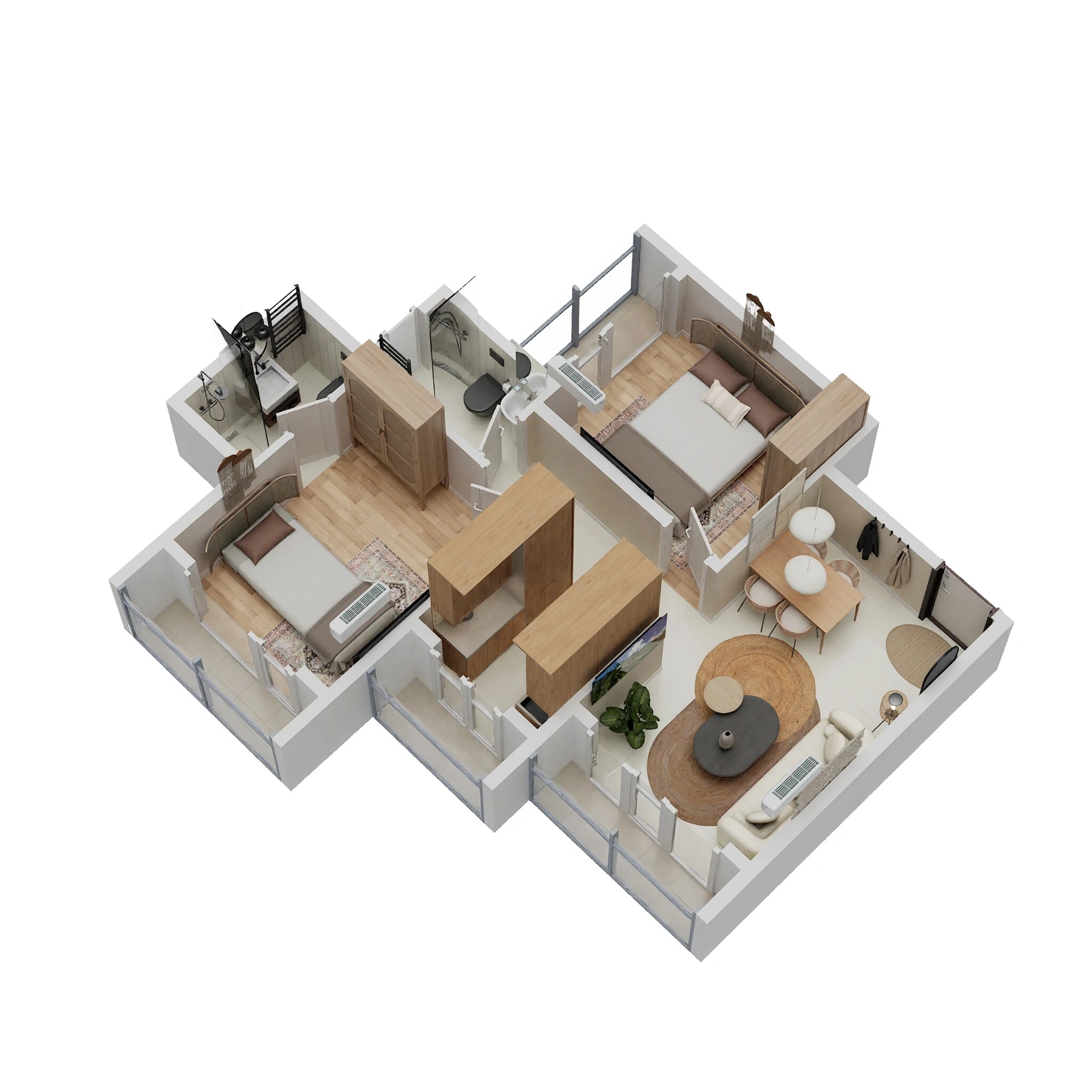 Floor plan of 2 BHK 450 Sq. Ft. Apartment in Sunteck West World Phase 2 Tivri, Palghar