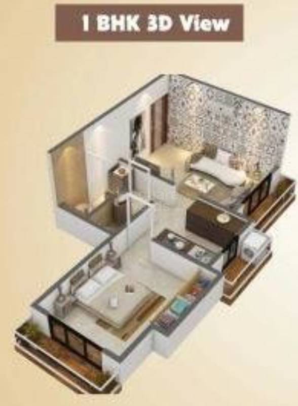 Floor plan of 1 BHK 410 Sq. Ft. Apartment in Supertech Flower Valley Complex, Palghar