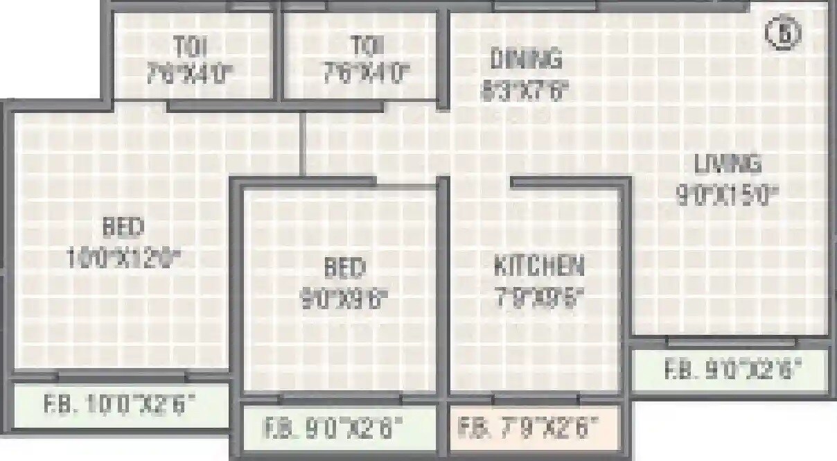 Floor plan of 2 BHK 551 Sq. Ft. Apartment in Surya Kirti Tower, Palghar