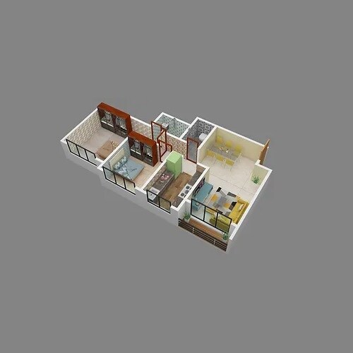 Floor plan of 2 BHK 550 Sq. Ft. Apartment in SW Gokul And Raghulkul CHS, Palghar