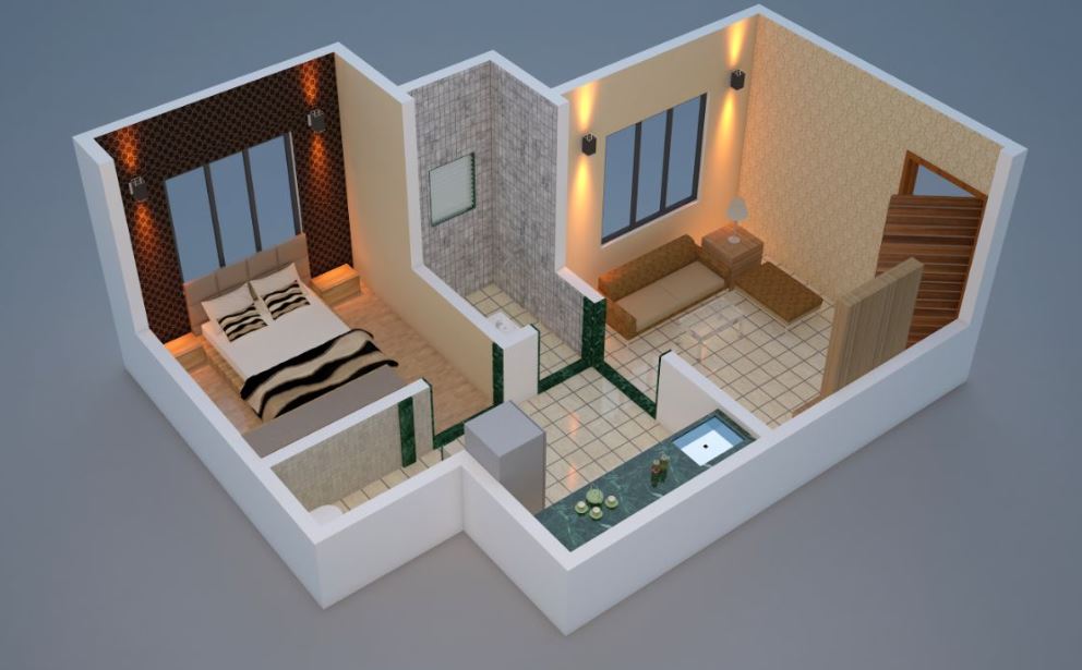Floor plan of 1 BHK 300 Sq. Ft. Apartment in Swami Sant Krupa Complex, Palghar