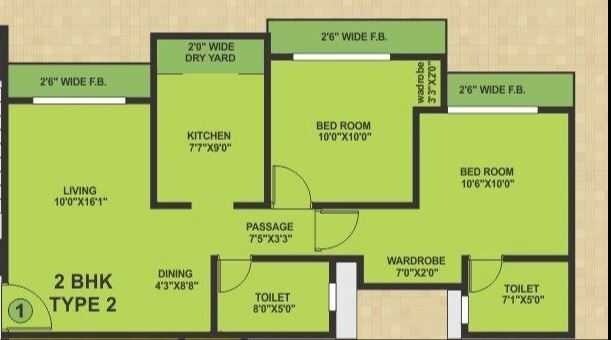 2 BHK 623 Sq. Ft. Apartment