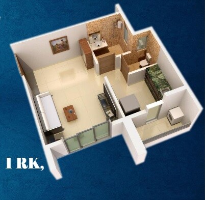Floor plan of 192 Sq. Ft. Studio in THDC Ambrosia, Palghar