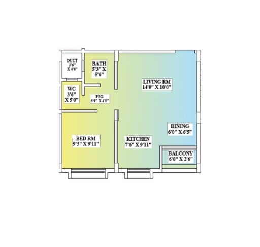 Floor plan of 1 BHK 440 Sq. Ft. Apartment in Tirupati Shree Datta, Palghar