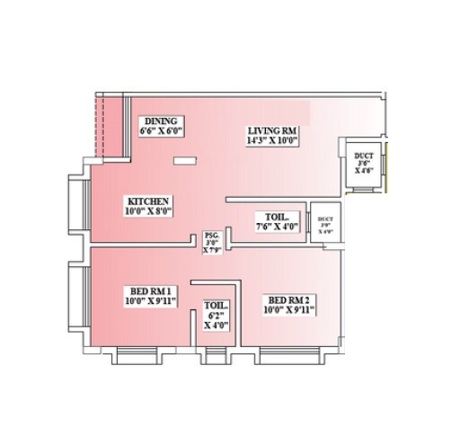 Floor plan of 2 BHK 550 Sq. Ft. Apartment in Tirupati Shree Datta, Palghar