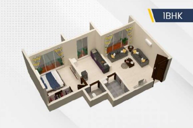 Floor plan of 1 BHK 310 Sq. Ft. Apartment in Top Choice Siddhivinayak Apartments, Palghar