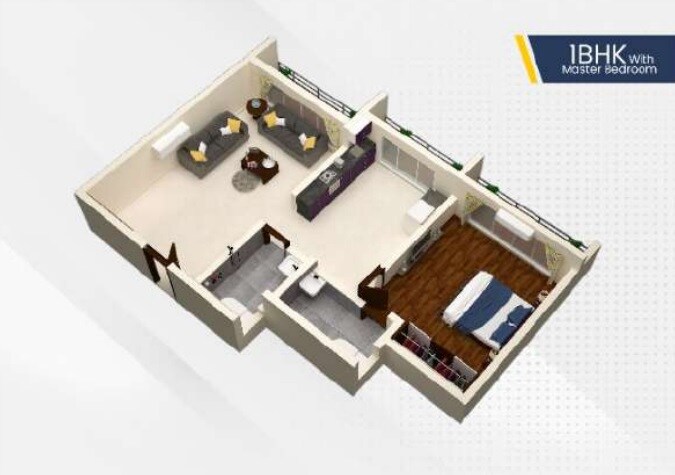 Floor plan of 1 BHK 393 Sq. Ft. Apartment in Top Choice Siddhivinayak Apartments, Palghar