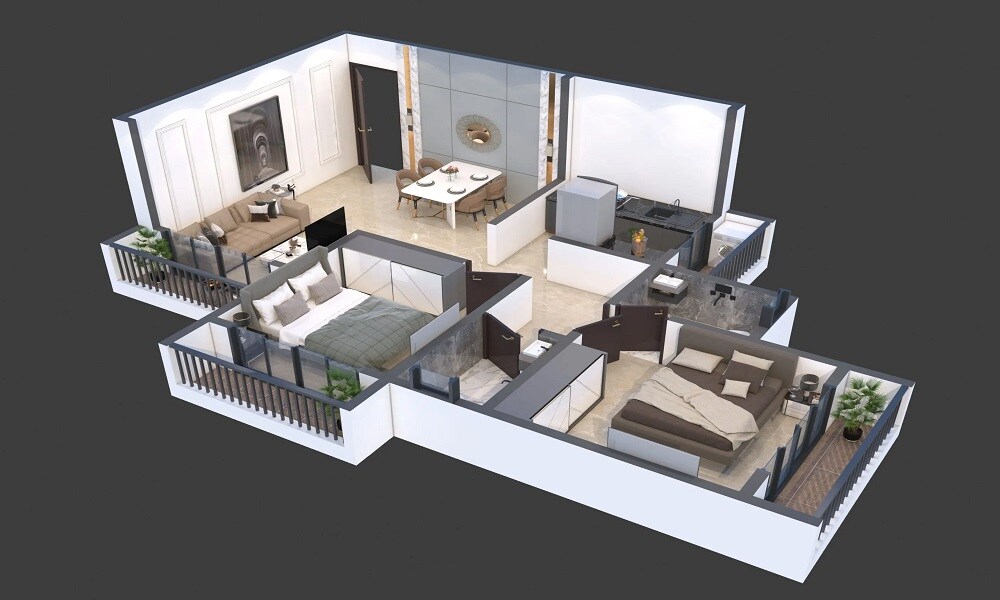 Floor plan of 2 BHK 439 Sq. Ft. Apartment in V Shree Jay Vishal, Palghar