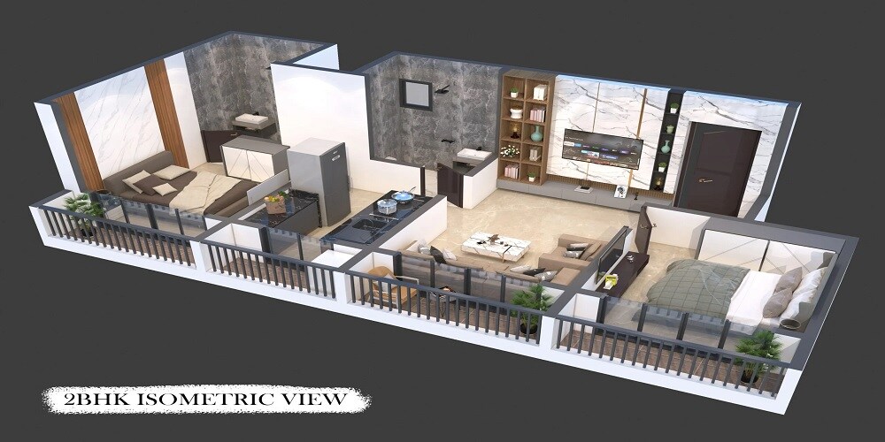 Floor plan of 2 BHK 655 Sq. Ft. Apartment in V Shree Jay Vishal, Palghar