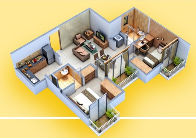 Floor plan of 2 BHK 714 Sq. Ft. Apartment in Vaibhav Palghar, Palghar