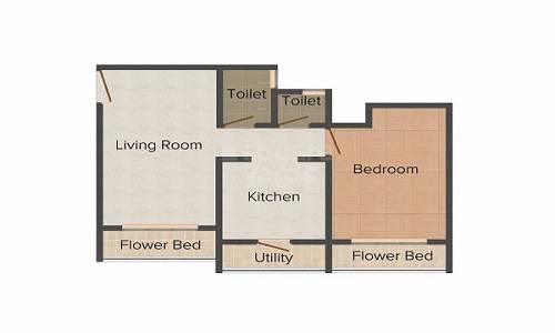 Floor plan of 1 BHK 388 Sq. Ft. Apartment in Vandana Residency, Palghar