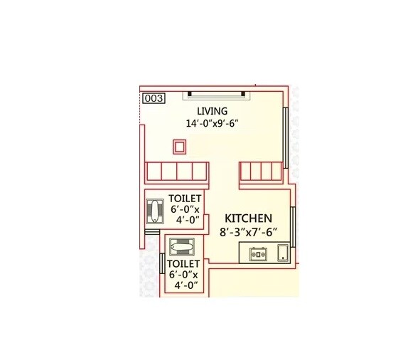Floor plan of 205 Sq. Ft. Studio in Vastu Impressa, Palghar