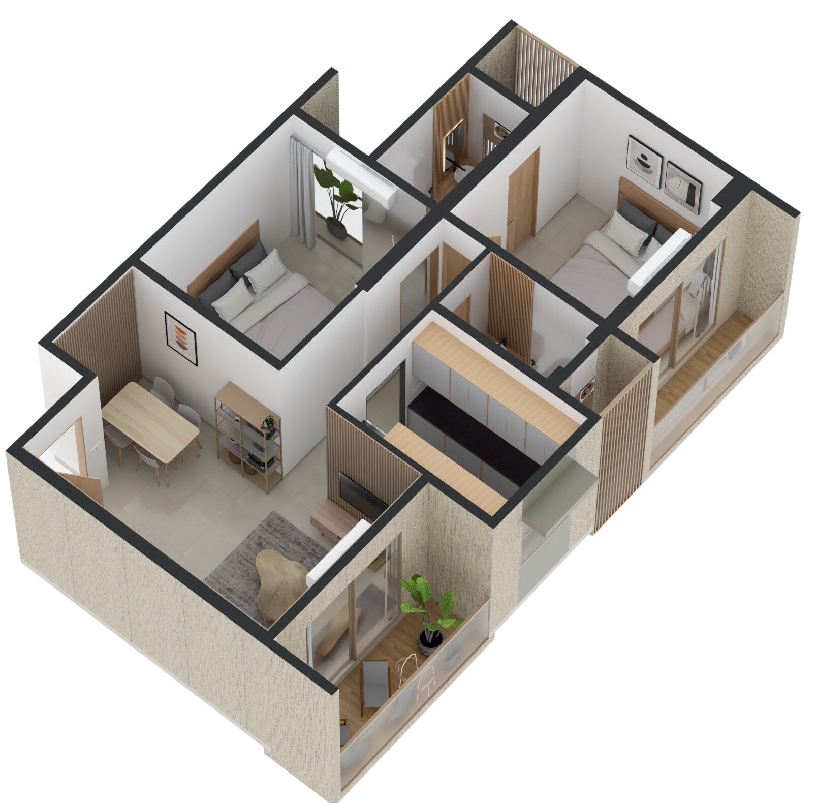Floor plan of 2 BHK 580 Sq. Ft. Apartment in Vastu Vedwanti, Palghar