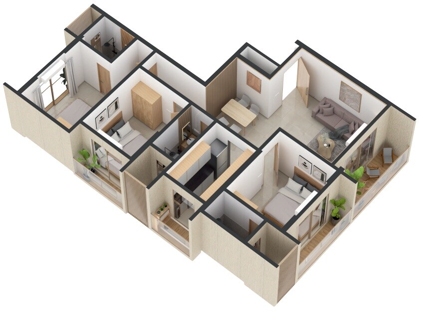 3 BHK 841 Sq. Ft. Apartment