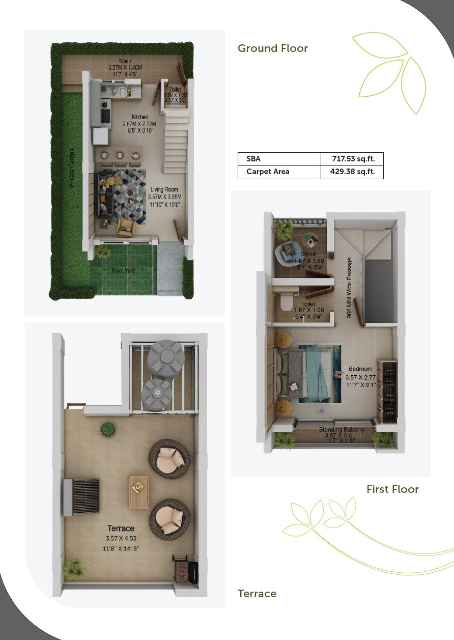 Floor plan of 1 BHK 429 Sq. Ft. Villa in VBHC 47 Rowland Park, Palghar