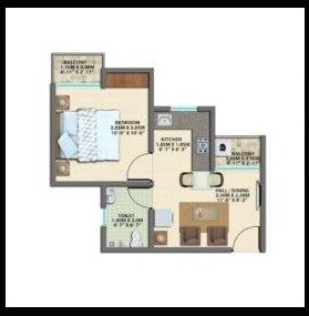 Floor plan of 1 BHK 534 Sq. Ft. Apartment in VBHC Evergreen Phase 2, Palghar