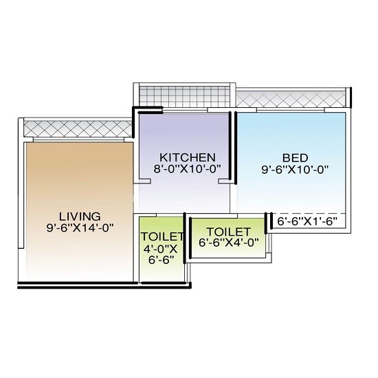 Floor plan of 1 BHK 378 Sq. Ft. Apartment in Veer Apartments, Palghar