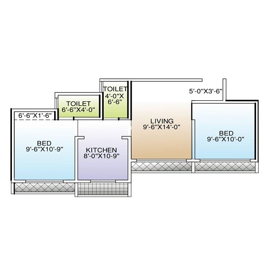 Floor plan of 2 BHK 440 Sq. Ft. Apartment in Veer Apartments, Palghar