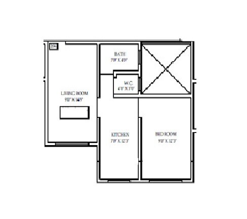Floor plan of 1 BHK 375 Sq. Ft. Apartment in Vidhata Heights, Palghar