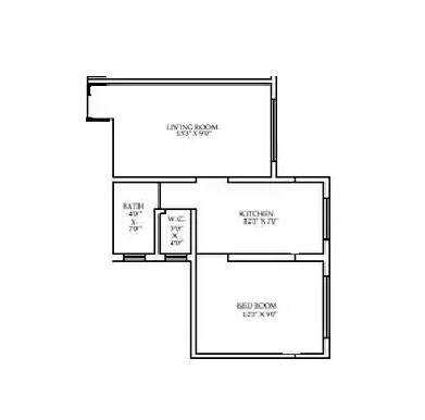 Floor plan of 1 BHK 340 Sq. Ft. Apartment in Vidhata Heights, Palghar