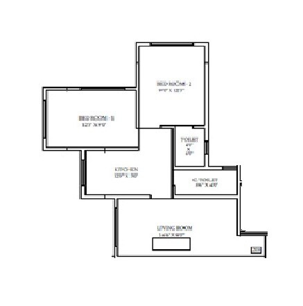 Floor plan of 2 BHK 470 Sq. Ft. Apartment in Vidhata Heights, Palghar