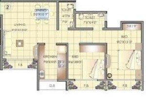 Floor plan of 2 BHK 555 Sq. Ft. Apartment in Vikram Rachna Towers, Palghar