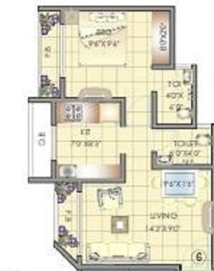 Floor plan of 1 BHK 395 Sq. Ft. Ind Floor in Vikram Rachna Towers, Palghar