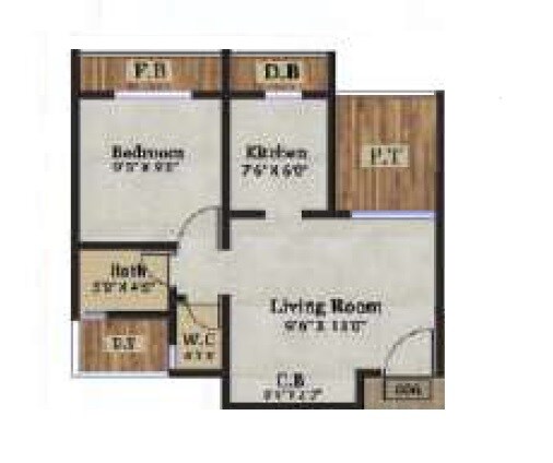 Floor plan of 1 BHK 364 Sq. Ft. Apartment in Vimal Classic Nalasopara, Palghar