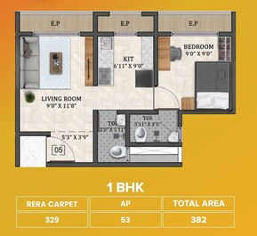 1 BHK 382 Sq. Ft. Apartment in Vinay Super Homez Padmavati Paradise