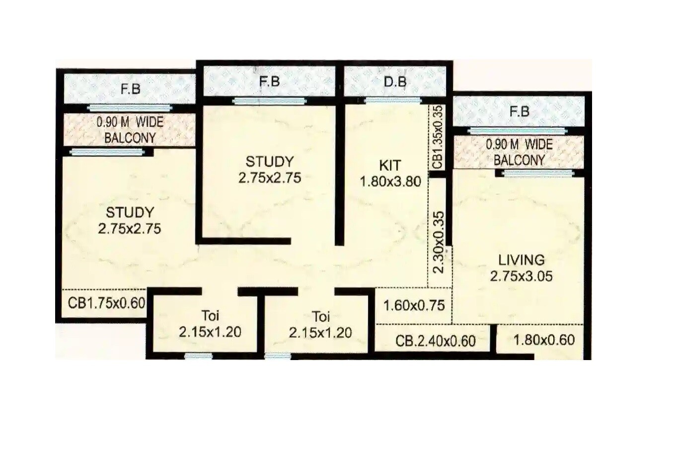 2 BHK 530 Sq. Ft. Apartment