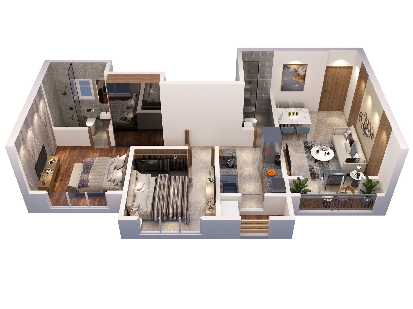 Floor plan of 2 BHK 573 Sq. Ft. Apartment in Vinay Unique Residency, Palghar
