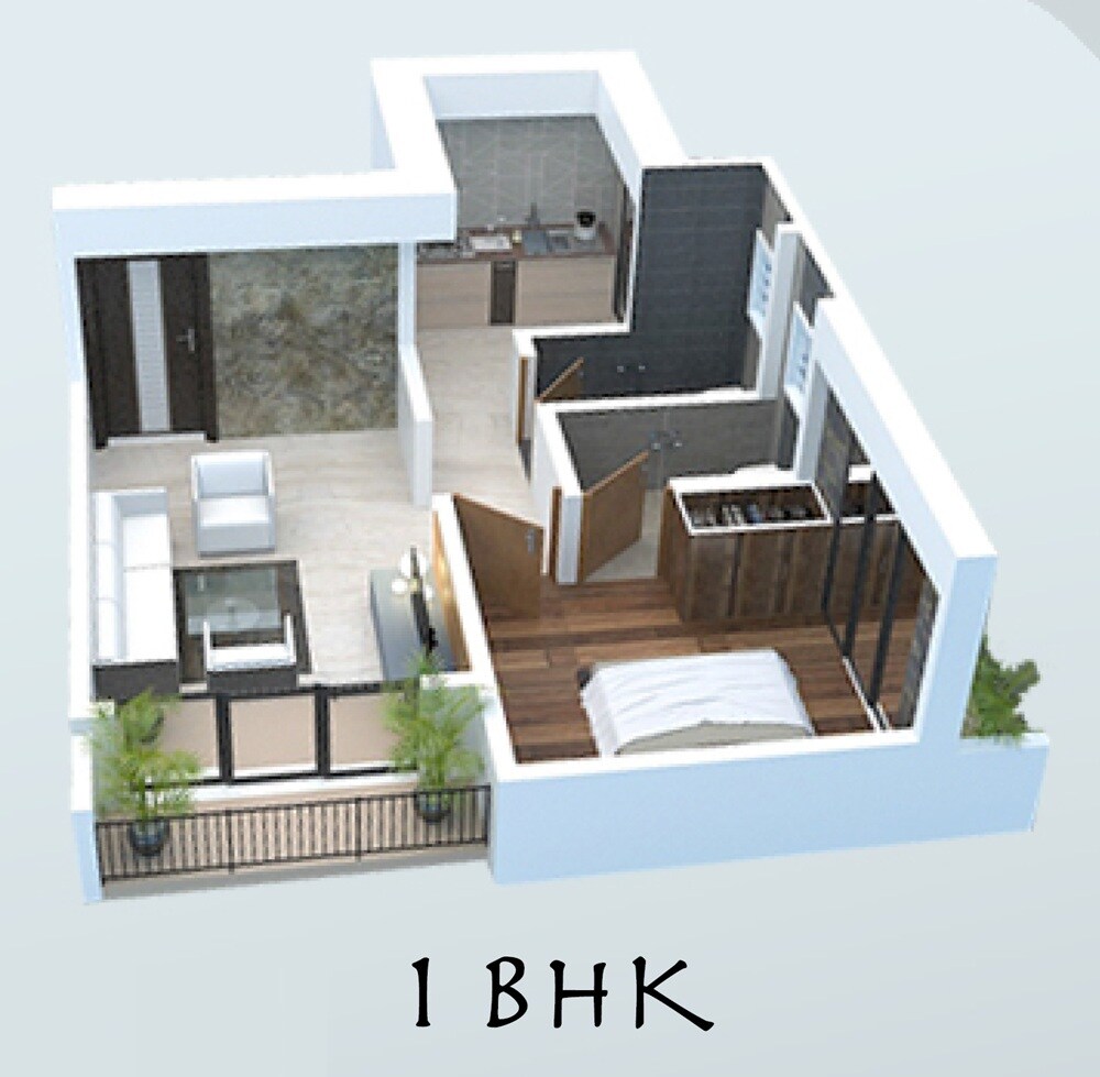 Floor plan of 1 BHK 293 Sq. Ft. Apartment in Vinayak Apartments Virar, Palghar