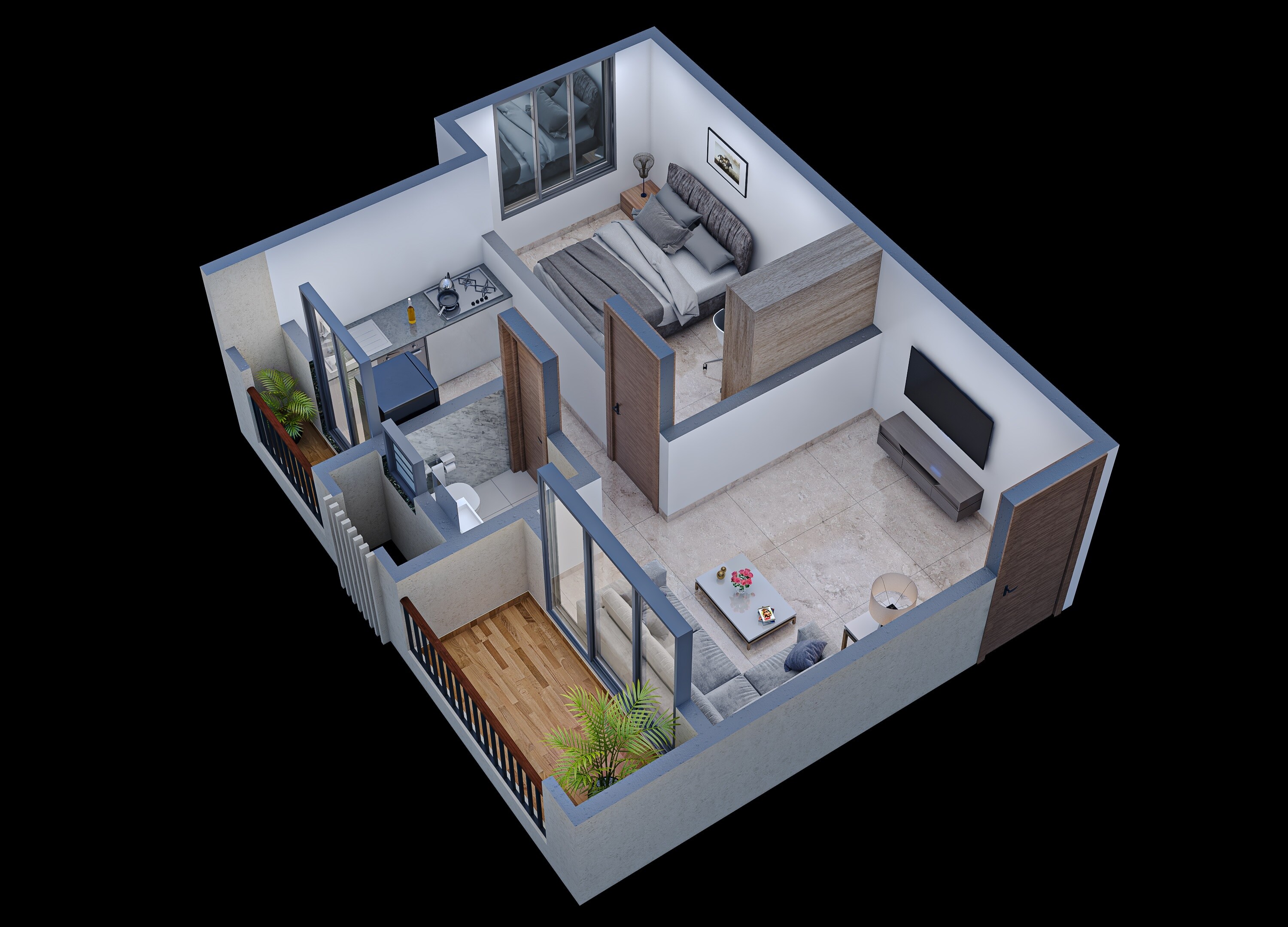 Floor plan of 1 BHK 335 Sq. Ft. Apartment in Vira Devi Krupa, Palghar