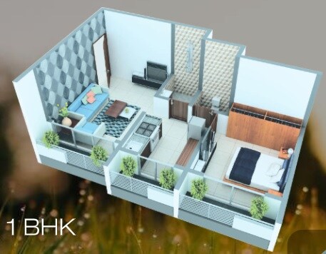 Floor plan of 1 BHK 273 Sq. Ft. Apartment in Sadguru Aarambh, Palghar