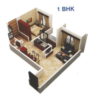 Floor plan of 1 BHK 342 Sq. Ft. Apartment in Viva City A2, Palghar