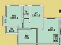 Floor plan of 2 BHK 1060 Sq. Ft. Apartment in Wadhwana Housing Tirupati Grande, Palghar