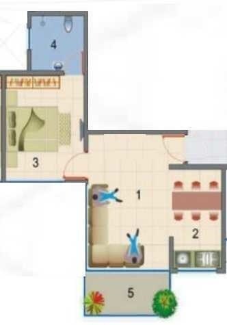 Floor plan of 1 BHK 355 Sq. Ft. Apartment in XL Heaven Hills, Palghar