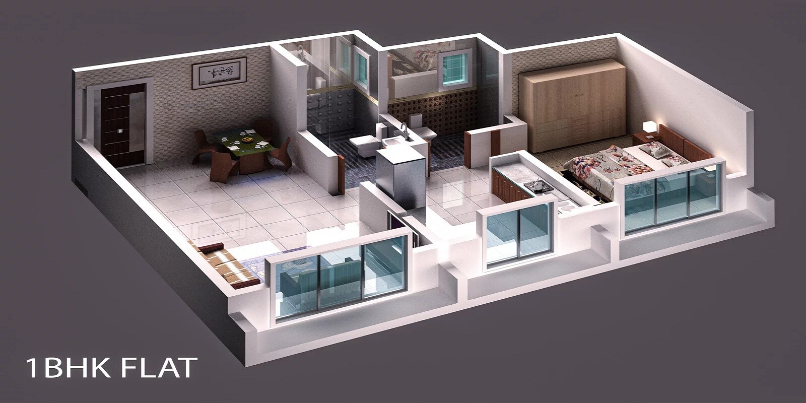 Floor plan of 1 BHK 350 Sq. Ft. Apartment in Yashvi Pride, Palghar