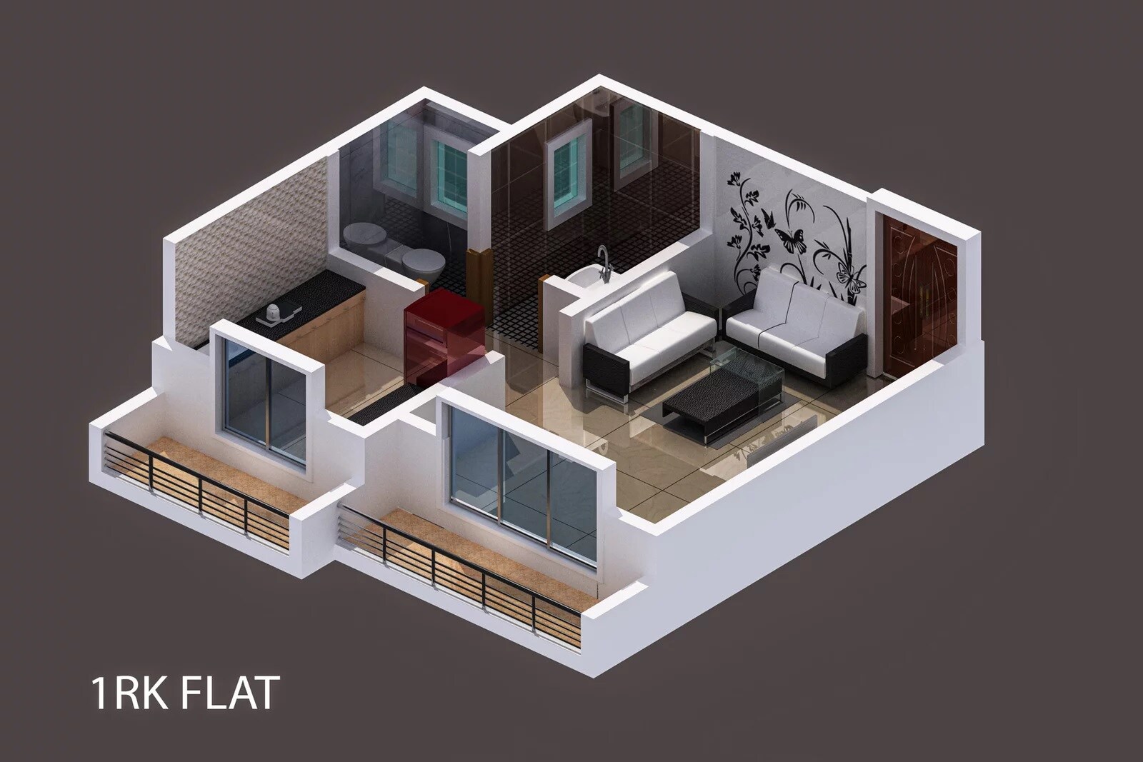 Floor plan of 263 Sq. Ft. Studio in Yashvi Pride, Palghar