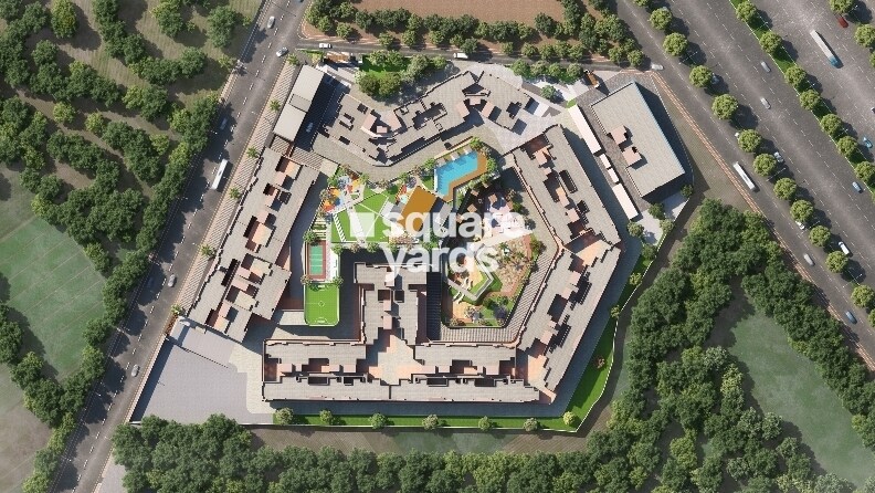Basil-Maximus_an aerial view of a large building with a clock on it