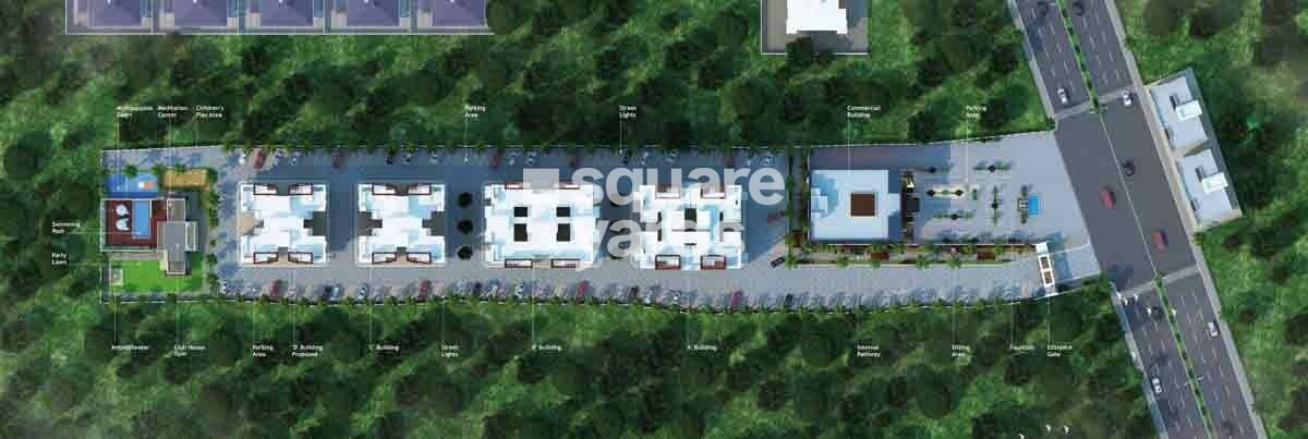 Bhagwati-Terra-Greens_an aerial view of a city with a large building