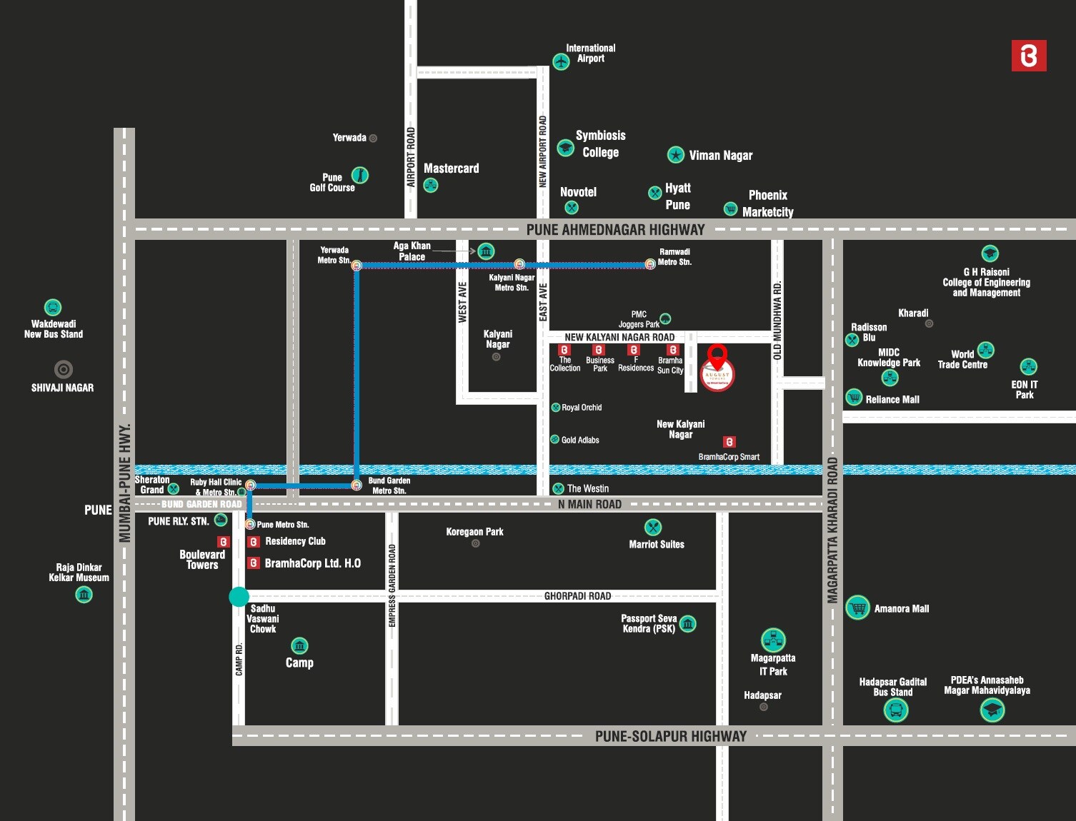 Bramhacorp August Towers Location Image