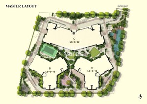 Kohinoor-Courtyard-One_an aerial view of a city with a train on the tracks