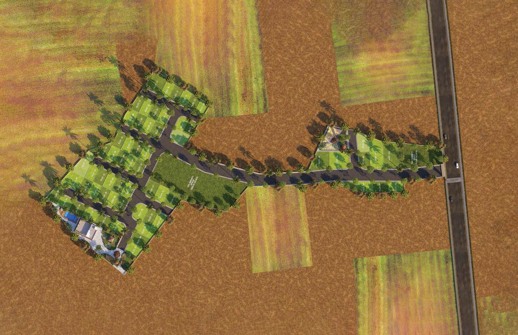 Regal-Blue-Oak_an aerial view of a grassy field with trees