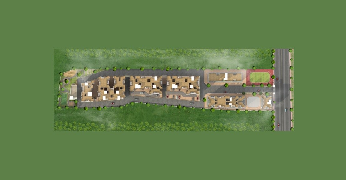 Sai-Panchsheel-Garden_a herd of cattle standing on top of a lush green field