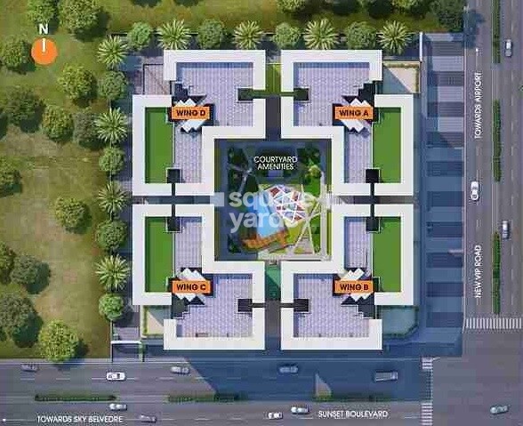 Shubh-Gateway_an aerial view of a street with a large building